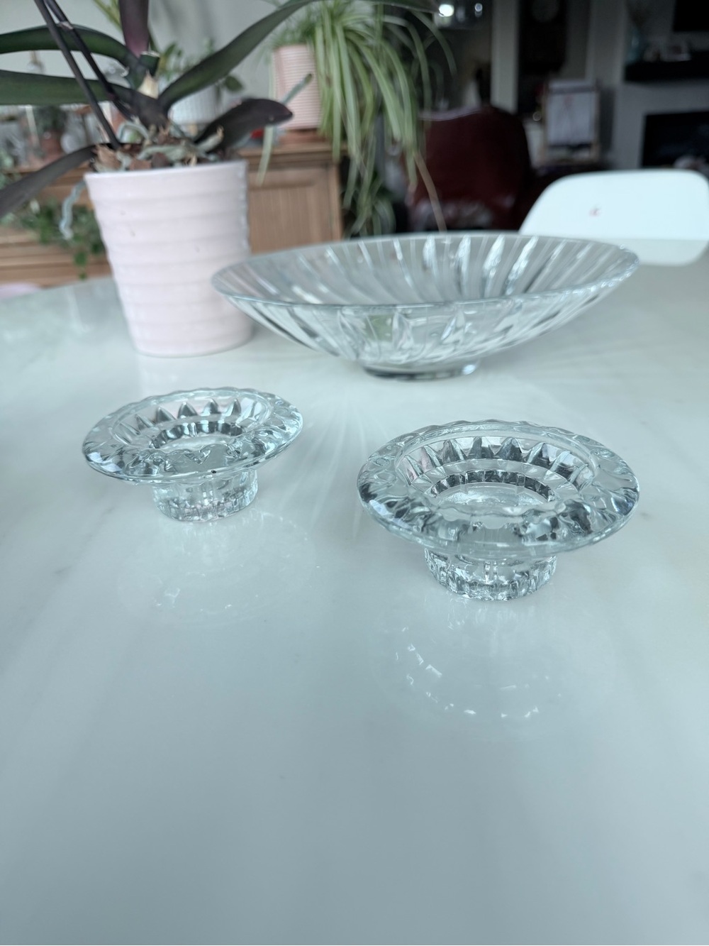 Crystal Clear Glass Tealight Holders – Set of 2